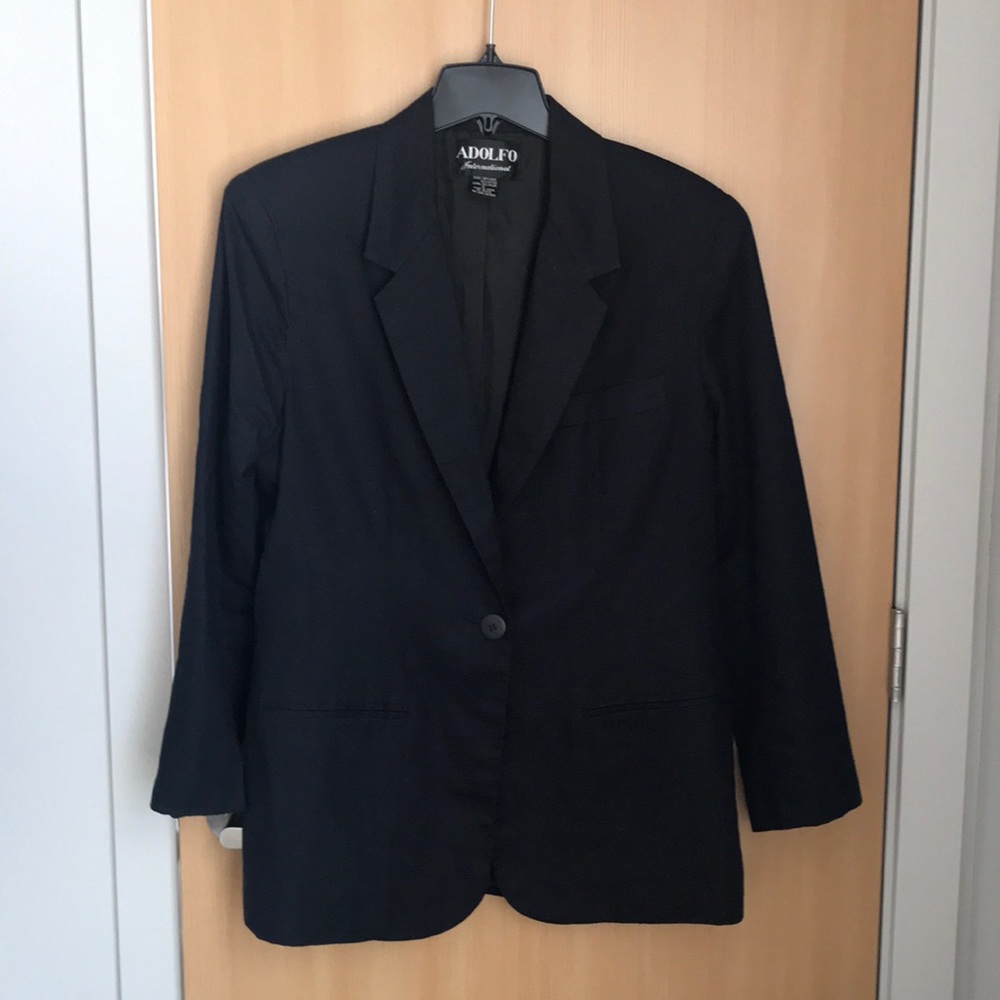 Ladies navy blue linen fully lined blazer